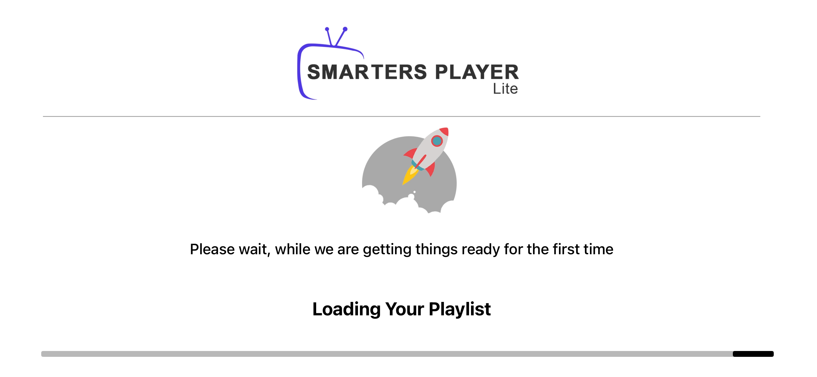 Smarters Player Lite loading playlist screen on iPhone — please wait while channels are being loaded for first time